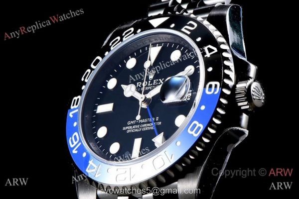 KS Factory Fake Rolex GMT Master II Swiss ETA 126710blnr-0002 Black PVD Watch 5
