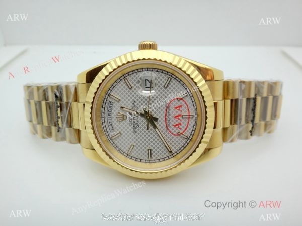 New Copy Rolex Day-Date President White textured Dial Watch 40mm 5