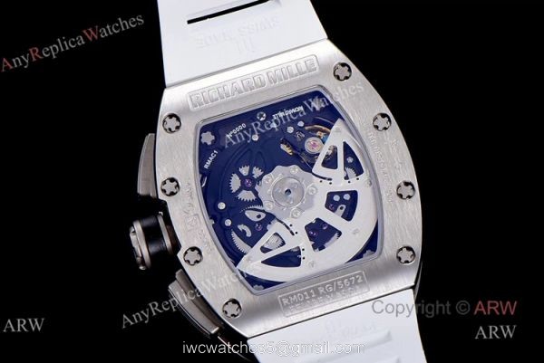 KV Factory Richard Mille RM 011 White Rubber Band Replica Watches For Men 5