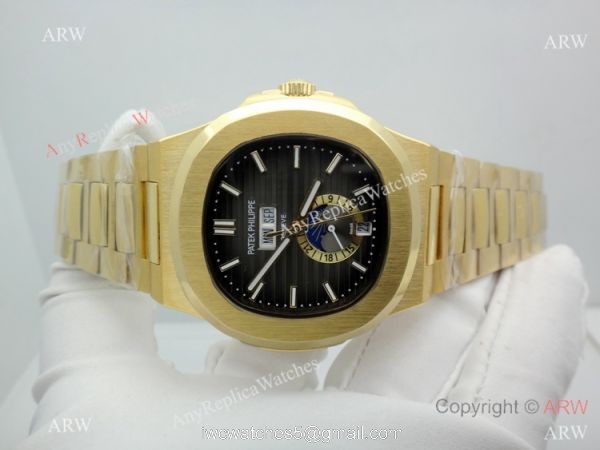 Copy Patek Philippe Nautilus Annual Calendar Moonphase Watch Yellow Gold 5