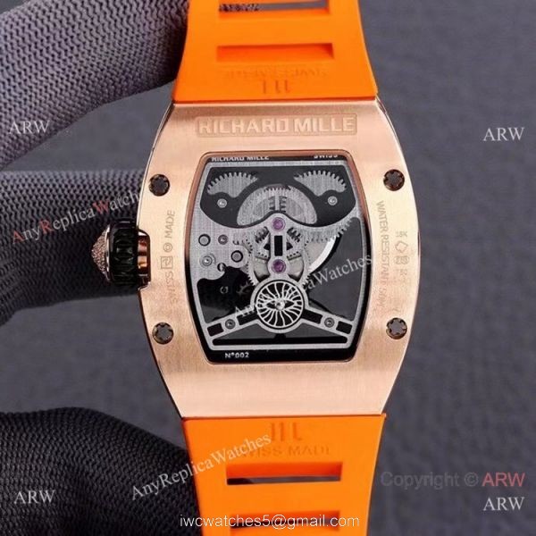 Swiss Quality Replica Richard Mille Goat Mask Automatic Watches Rose Gold 5