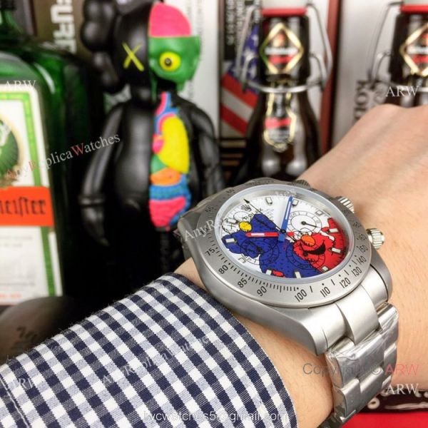 Rolex Blaken Replica Daytona Watches Blacksteel Blue&038;Red Dial 5
