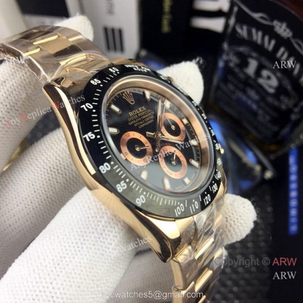 AAA Replica Rolex Daytona 40mm Watches Rose Gold Black Ceramic 5