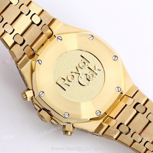 Audemars Piguet Royal Oak Full Iced Out Watch Replica Yellow Gold 41.5mm 5