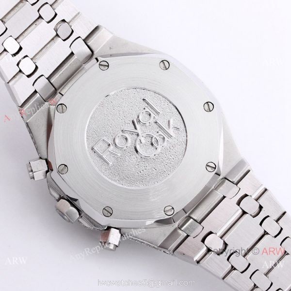 New Replica Audemars Piguet Royal Oak Full Iced Out Watch SS Arabic Scripts Dial 5