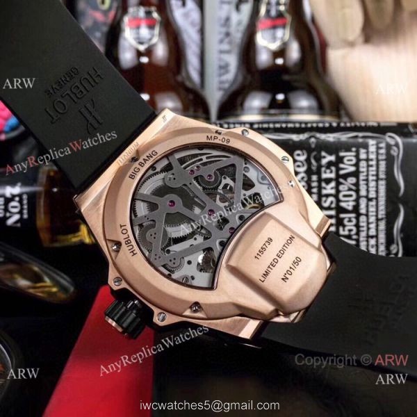 Swiss Quality Hublot Tourbillon Skeleton MP-09 Bi-Axis Watch Rose Gold Diamonds 5