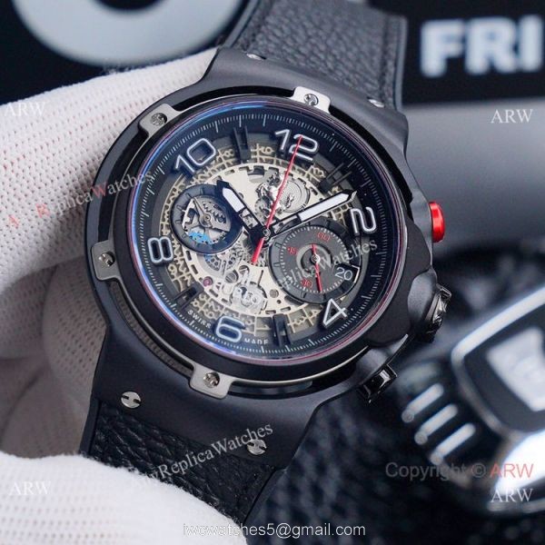 New Copy Hublot Classic Fusion Ferrari GT Chronograph Watches Black Case 5