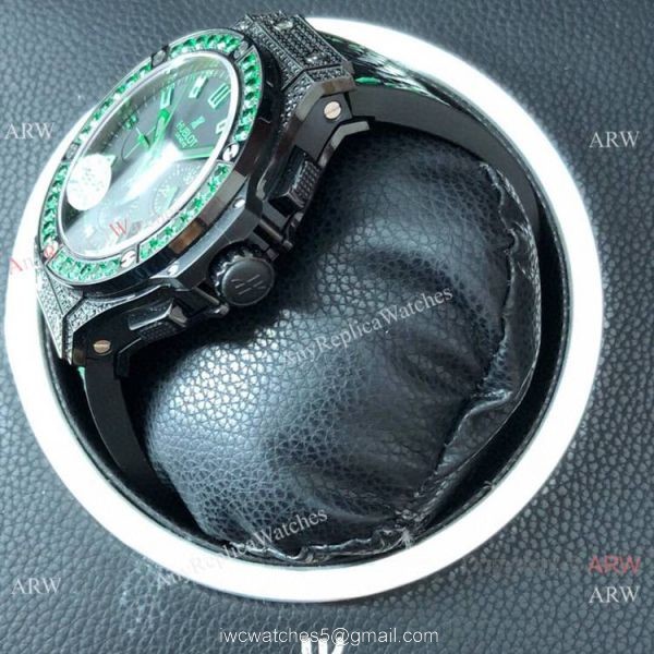Swiss 7750 Hublot Big Bang Ice Bang Replica Watch Green Diamond Bezel 5