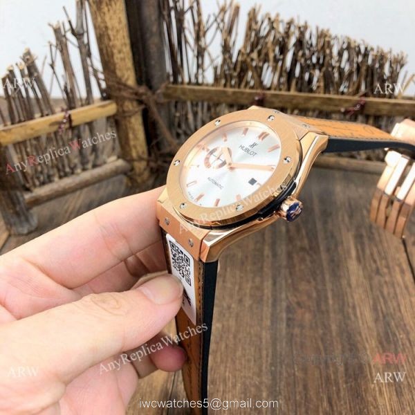 Fake Hublot Classic Fusion Black Dial Rose Gold Watches 42mm 5