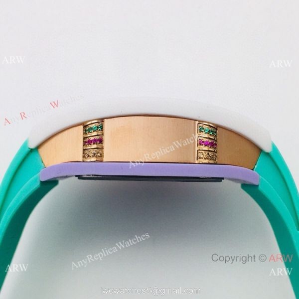 VS Factory Richard Mille AAA RM 07-03 Marshmallow BonBon Watch Green Rubber Strap 5