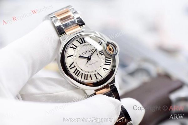 V6 Factory Swiss Cartier Ballon Bleu Two Tone Rose Gold Watch 33mm 5