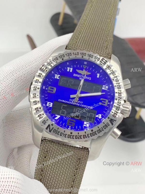 Breitling Cockpit B50 Chronograph Watches Black Dial Black Leather Strap 5