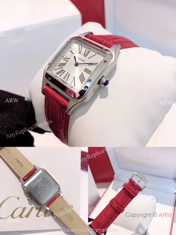 Top Cartier Santos-Dumont Lover Red Leather Strap / New Cartier Watches 5