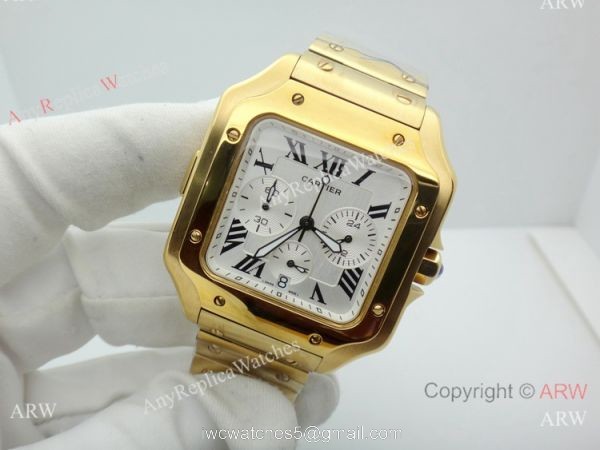 Best Quality Cartier Santos Watch All Gold Chronograph 39mm 5