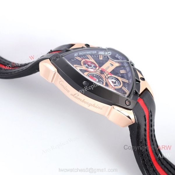 New Copy Lamborghini Spyder 9004 Chrono Watch Rose Gold Black Bezel 5