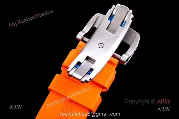 KV Factory Swiss Replica Richard Mille Bubba Watson RM 055 White Ceramic Automatic Watch Orange Rubber Band 5