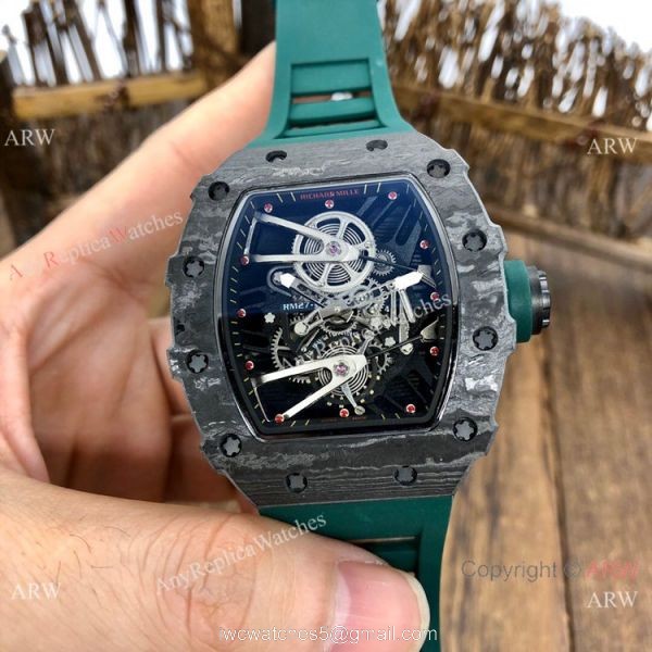 Swiss Quality Richard Mille Rm27-02 Copy Watches Carbon Green Rubber Strap 5