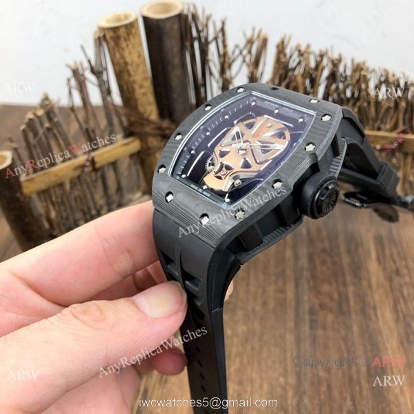 Swiss Quality Richard Mille RM52-06 Rose Gold SKULL Dial Watches Carbon Case 5