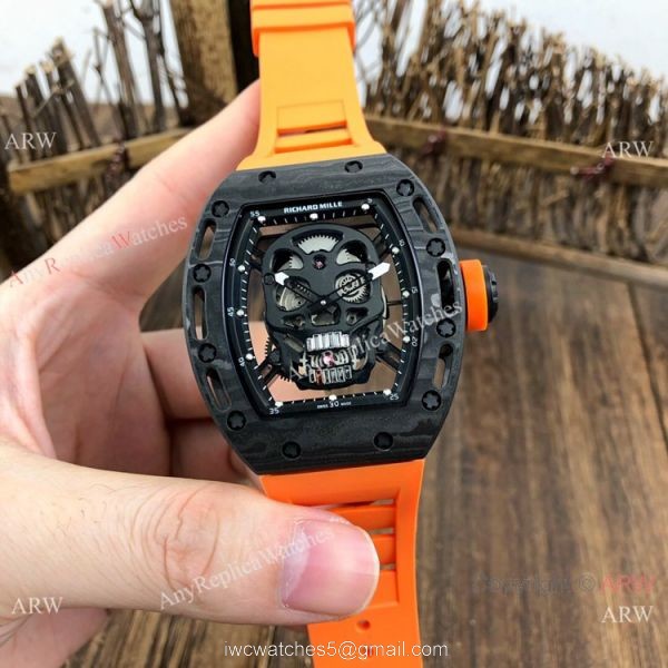Best Quality Copy Richard Mille Rm052 CarbonWhite Watch New Skull Dial 5