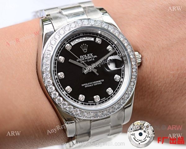 NEW UPGRADED Copy Rolex Day Date Presidential 41mm Watch Black Diamond 5