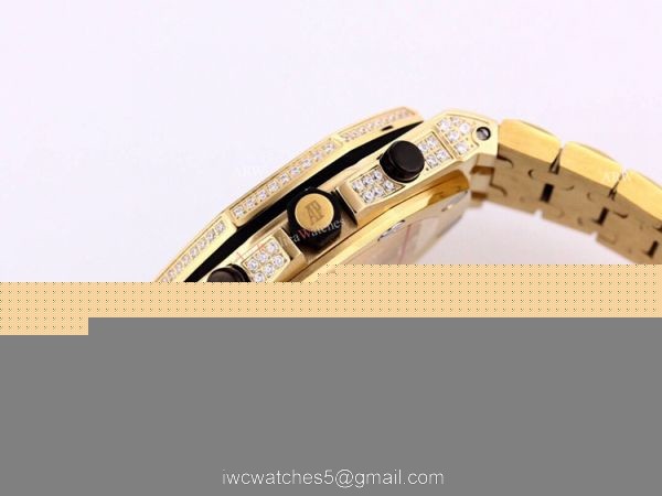 Best Replica Audemars Piguet Ice Royal Oak White Dial Yellow Gold AP Watch 5
