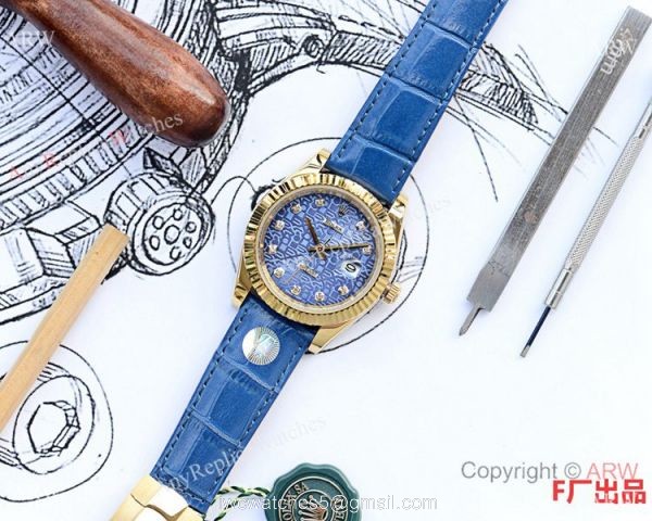Upgraded Rolex Datejust II Copy Watches Rolex Computer Face Blue Leather Strap 41mm 5