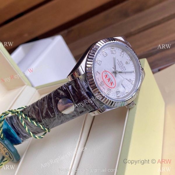 New Upgraded Rolex Datejust II 41 Watches White Arabic Dial Leather Strap 5