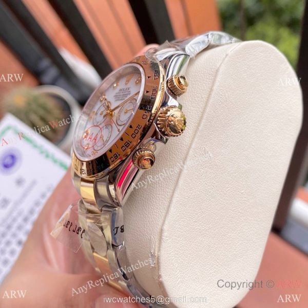 Two Tone Rolex Daytona 40mm Watches White MOP Dial Men Size 5