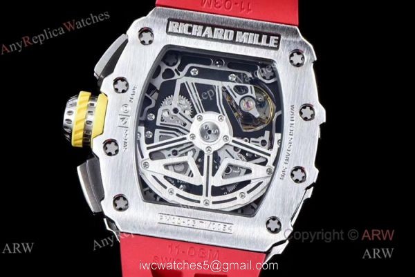 Swiss Replica KV Richard Mille RM 11-03 Red Rubber Band Flyback Chronograph Watch 5