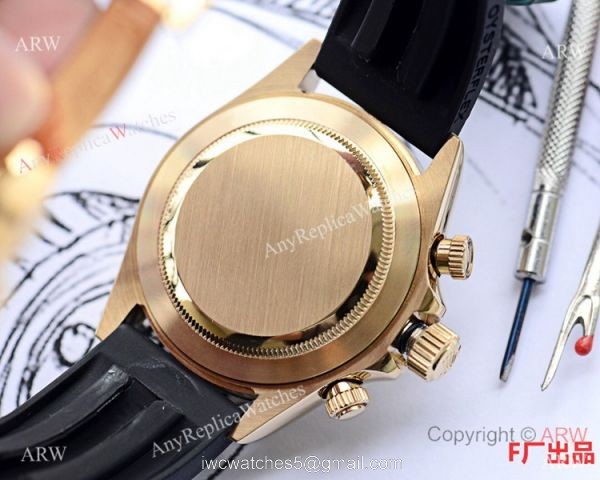 Best Replica Rolex Daytona Rubber Band Watch Gold Diamond Face 40mm 5