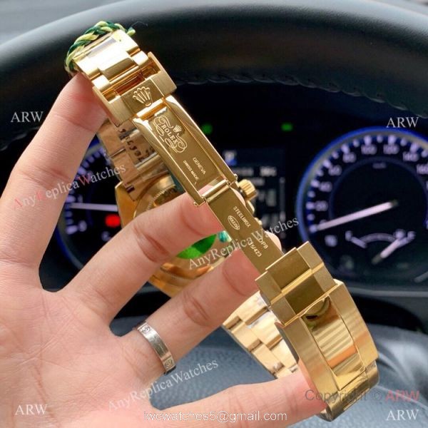 Fake Rolex Cosmograph Daytona Green Yellow Gold Watch 43mm 5