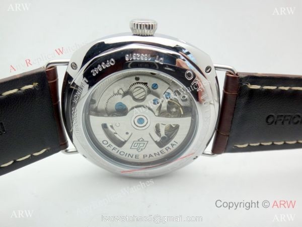 Panerai PAM183 Black Seal Watch SS Brown Leather Strap 5