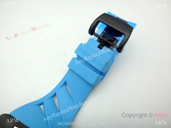 Swiss Grade 1 Richard Mille RM 70-01 Carbon Case Blue Rubber Strap Watch 5
