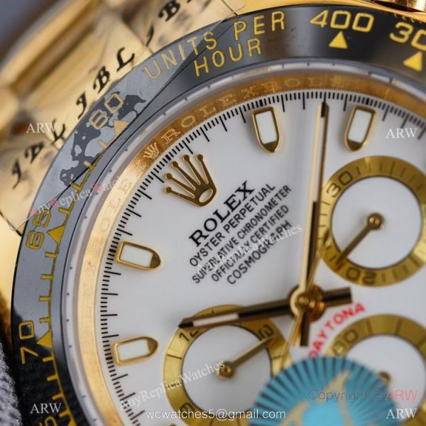 Swiss Quality Daytona Rolex Copy Watch Ceramic Bezel Yellow Gold 40mm 5