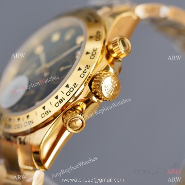 Swiss Quality Rolex Daytona 40mm Watch Black Ceramic Bezel Yellow Gold 5