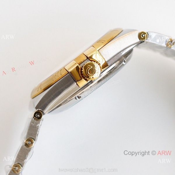 Swiss Quality Omega Double Eagle Couple Watches Copy 2-Tone Champagne Dial 5