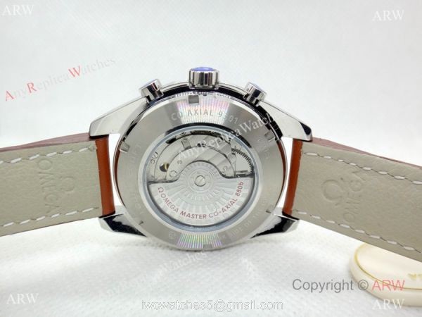 Omega Speedmaster Citizen 8215 Watch Brown Leather Strap 40mm 5