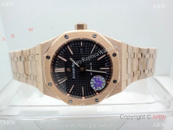 ZF Factory Audemars Piguet Royal Oak 9015 Black Dial Rose Gold Watch 41mm 5