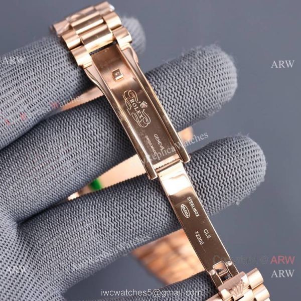 Swiss Quality Rolex Daydate II Citizen 8215 Watch Rose Gold Olive Green Dial 41mm 5