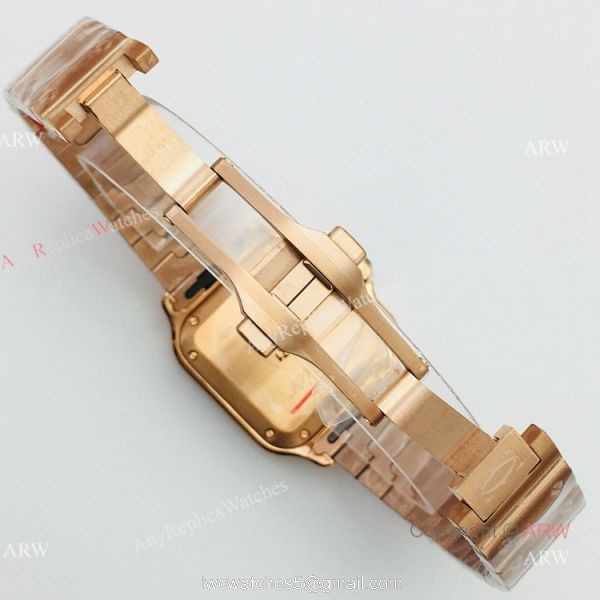 BV Factory 1:1 Cartier Santos De Cartier Watch Copy Rose Gold Diamond Ladies 5