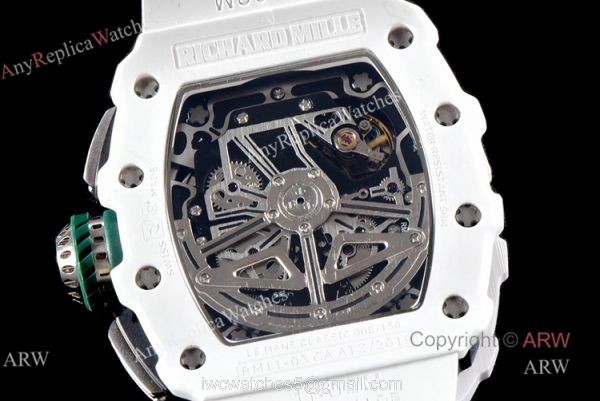 KV Factory Knockoff Richard Mille RM011-03 White Ceramic Automatic Watch 5