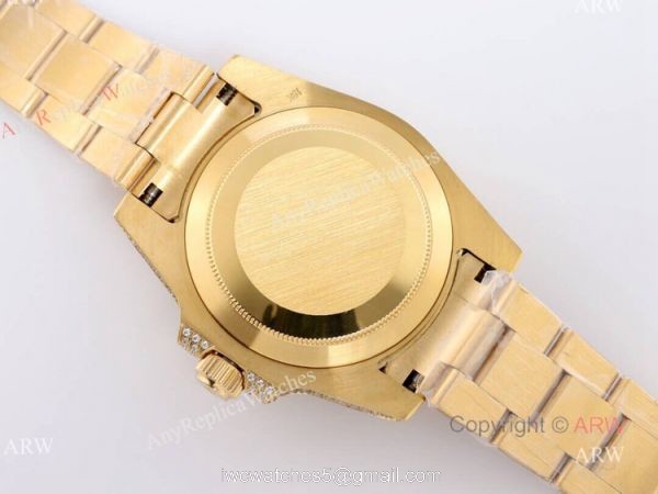 Best Replica Gold Rolex Submariner Date Black Dial All Diamond Watches For Men 5