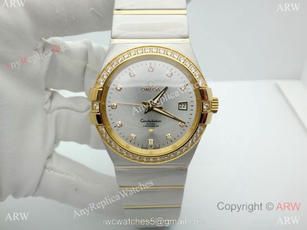 Replica Omega Constellation Two Tone Diamond Watch 38mm Men 5
