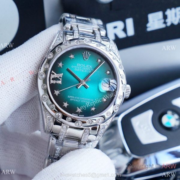Rolex Lady Masterpiece Replica Watches Blue Dial Stainless Steel 5