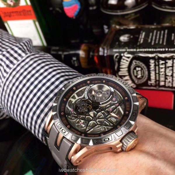 Roger Dubuis Excalibur Spider Rose Gold Plated Titanium Watch AAA Replica 5