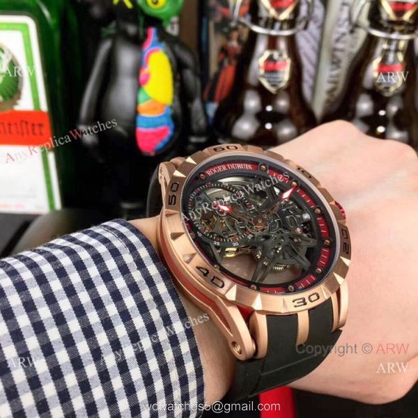 Roger Dubuis Excalibur Spider Rose Gold Skeleton Watches Replica 5
