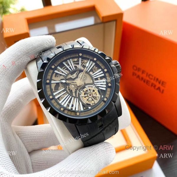 Roger Dubuis Excalibur Rose Gold Tourbillon Extra Large Face Mens Watches 5