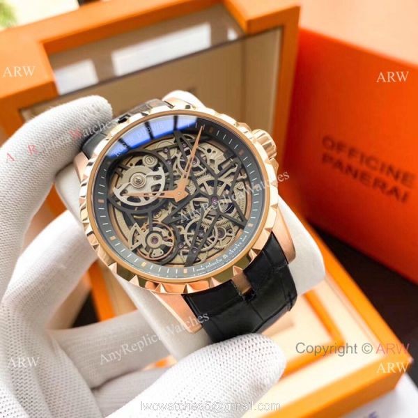 Roger Dubuis Excalibur Replica Watches SS Black Leather Strap 5