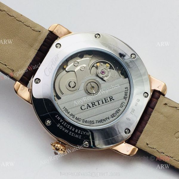 (EGF) New Replica Ronde De Cartier White Dial Rose Gold Automatic Watch 40mm 5