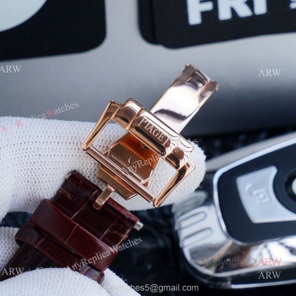 Swiss Grade Replica Piaget Black Tie Rose Gold Diamond Mens Automatic Watches 5